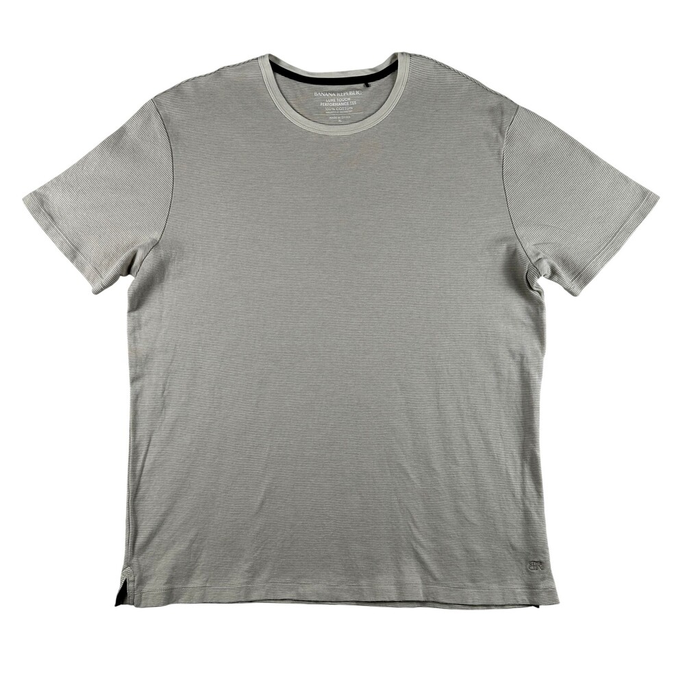 Banana Republic Shirt Mens XL Beige Striped Luxe Touch Performance Cotton Tee